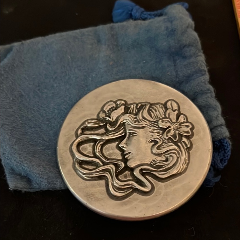 Vintage Pewter Compact Mirror